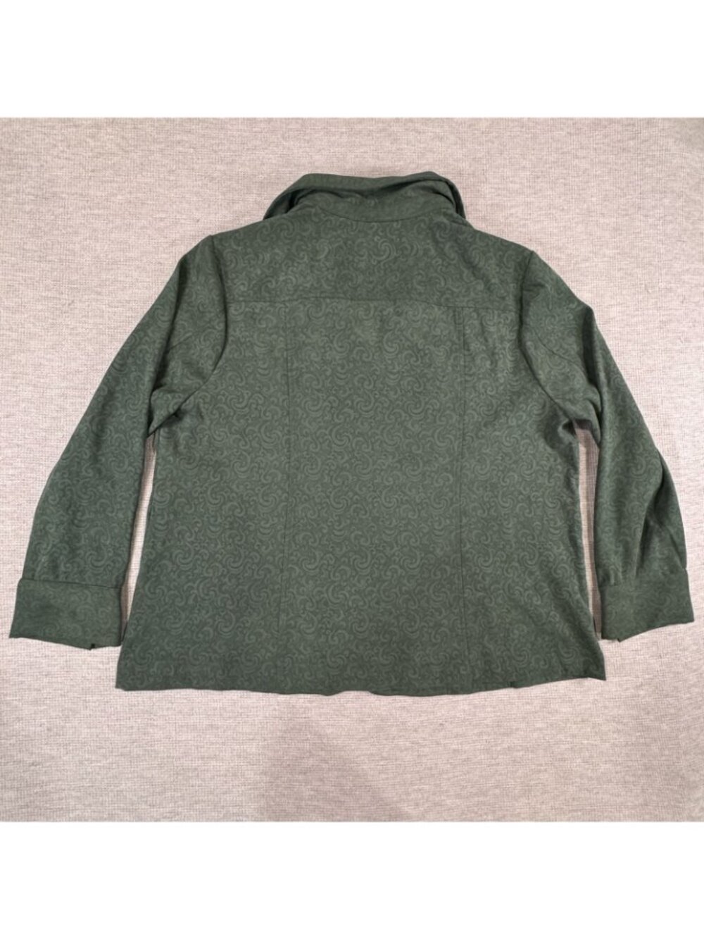 CJ Banks Pearl Snap Blouse Womens Size 1X Stretch Paisley Green Long Sleeve - Picture 4 of 13